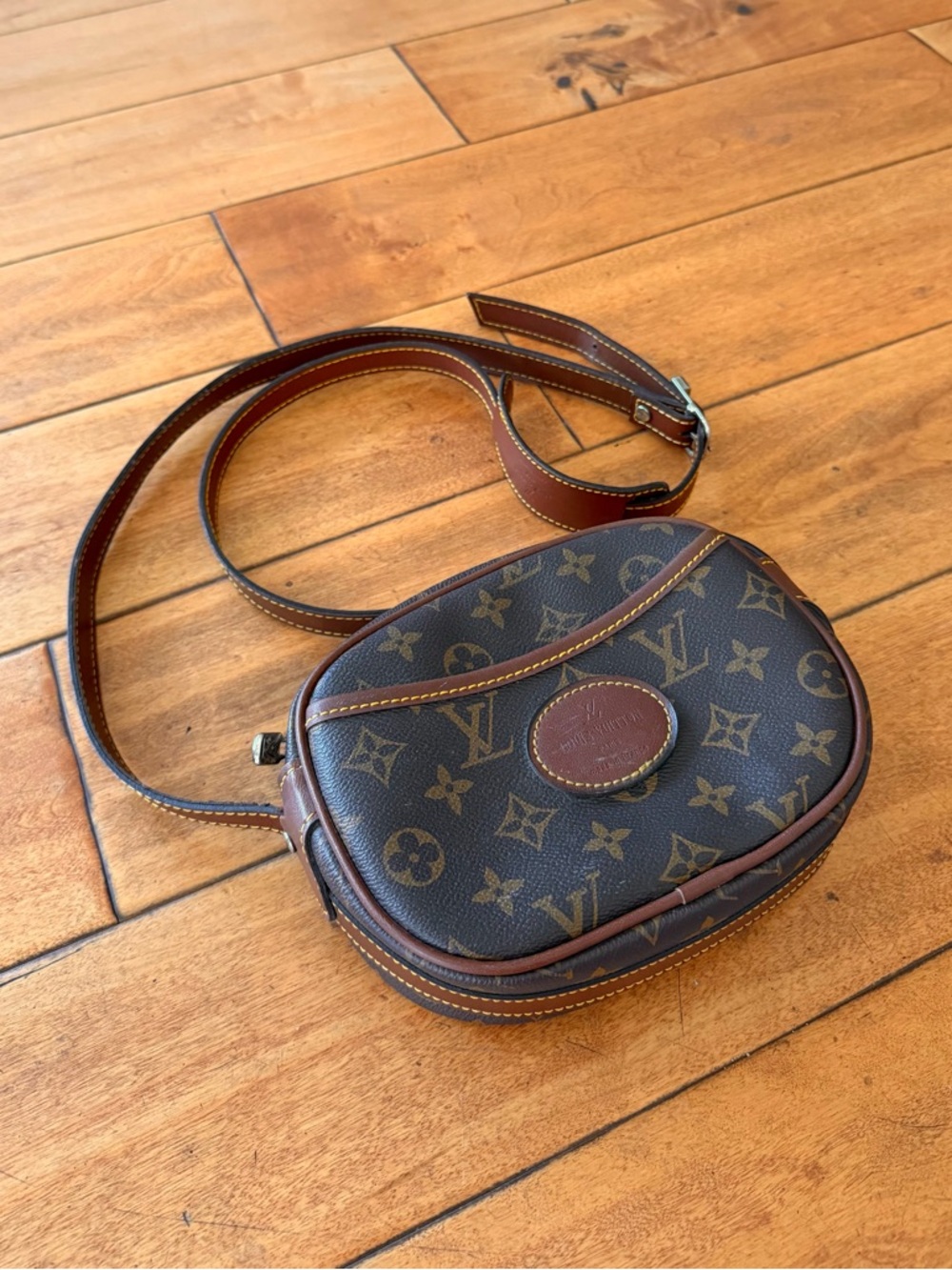 LV PRINT “ Luxury “ Monogram Crossbody Bag in Brown